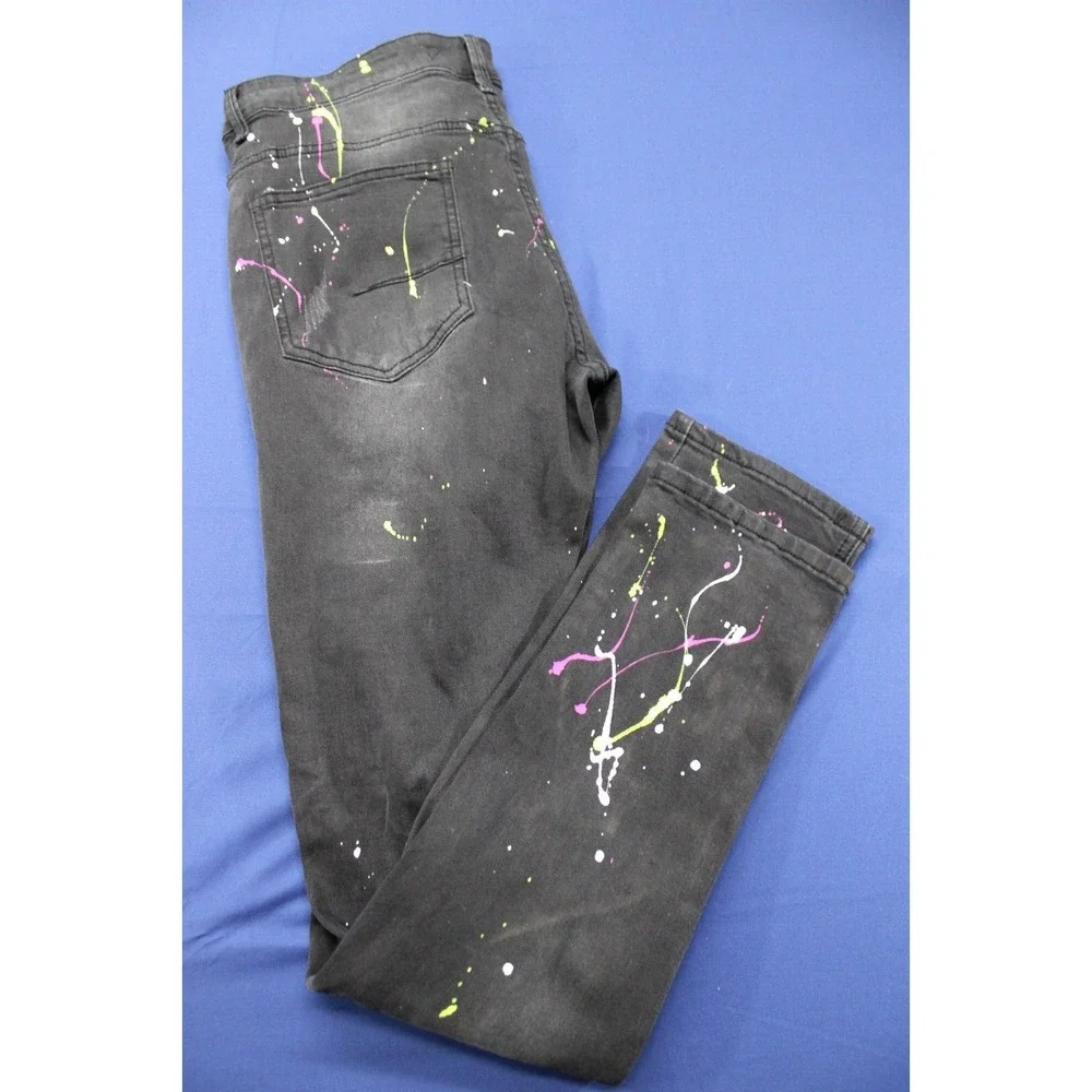KDNK Jeans Black Size 32X32‎ Paint Splattered Cotton